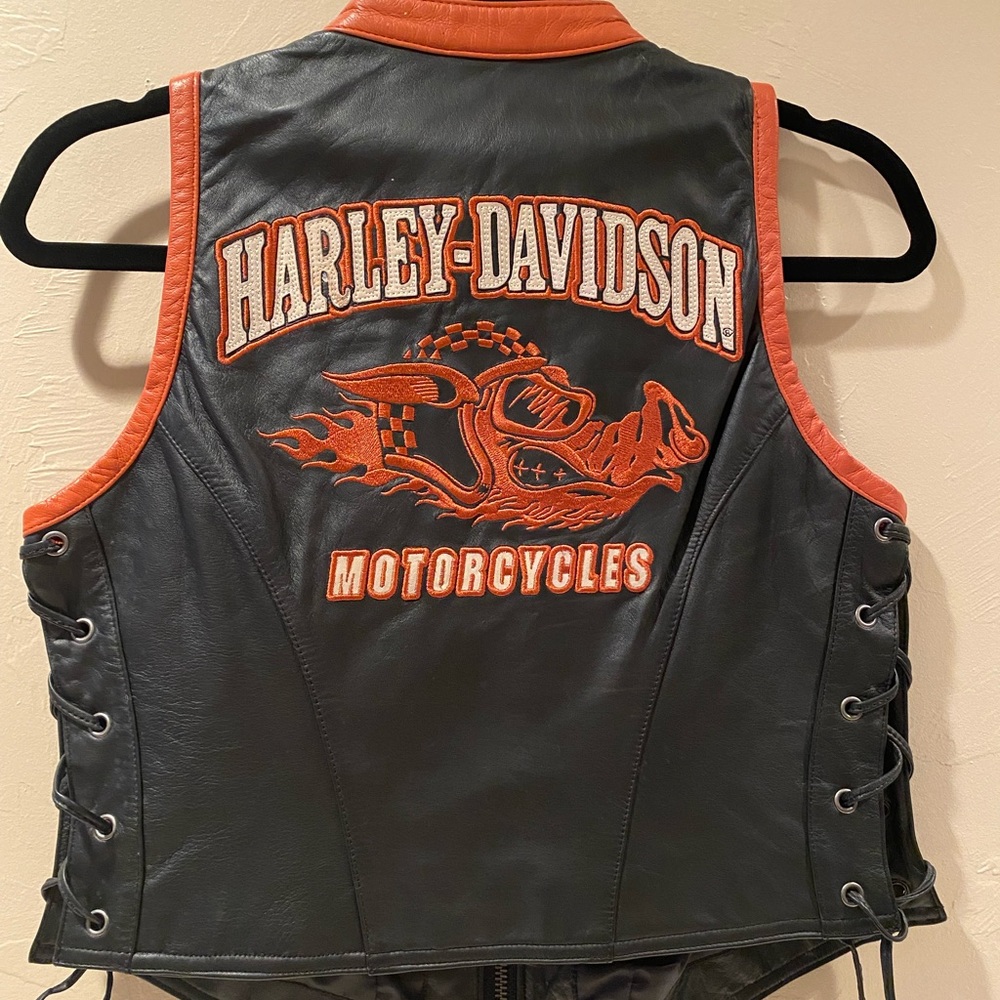 Harley Davidson large Leather Road Hog Lined CATWALK Halter Vest